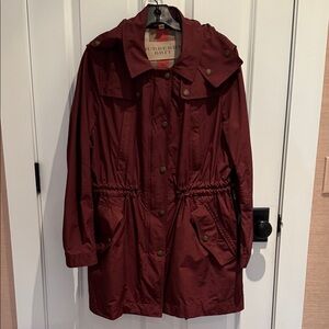 Burberry Burgundy Hooded Trench Coat